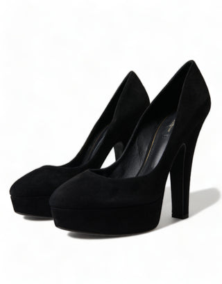 Dolce &amp; Gabbana Black Suede Heeled Pumps Sophistication