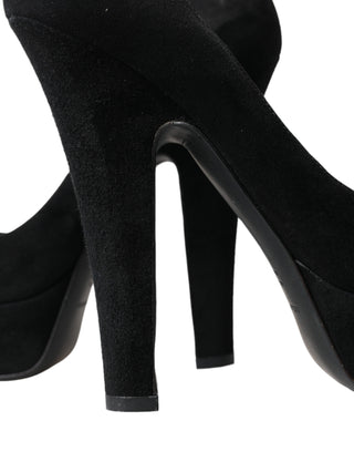 Dolce &amp; Gabbana Black Suede Heeled Pumps Sophistication