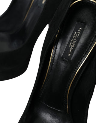 Dolce &amp; Gabbana Black Suede Heeled Pumps Sophistication