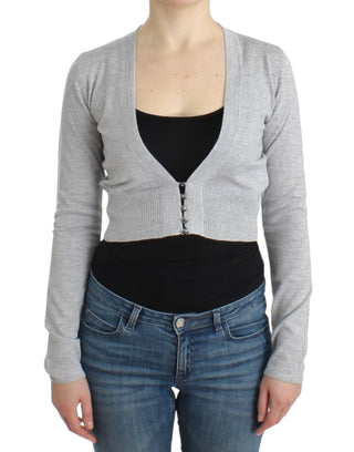 Cavalli Cropped Virgin Wool Cardigan in Chic Grey