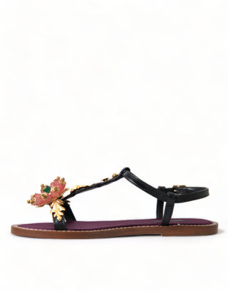 Dolce &amp; Gabbana Elegant Crystal-Adorned Flat Sandals