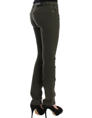 Costume National Chic Green Slim Leg Designer Jeans