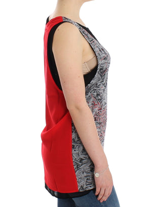 Costume National Elegant Sleeveless Black &amp; Red Top