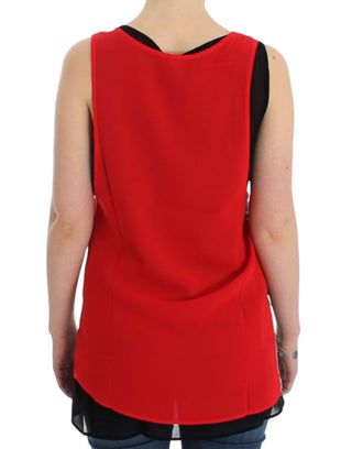 Costume National Elegant Sleeveless Black &amp; Red Top