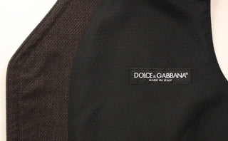 Dolce & Gabbana Elegant Brown Cotton Blend Dress Vest