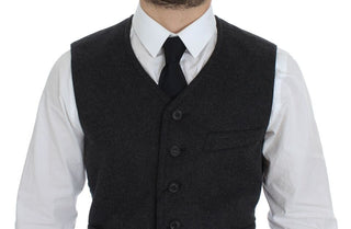 Dolce & Gabbana Elegant Gray Wool Blend Dress Vest