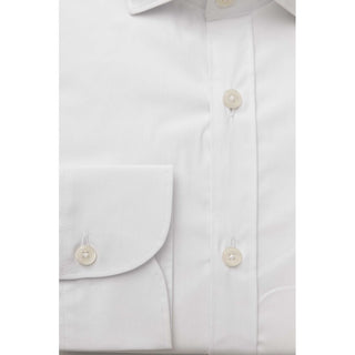 Bagutta White Cotton Men's Shirt Slim Fit With French Collar