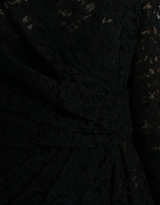 Dolce & Gabbana Black Bodycon Lace Cotton Sheath Mini Dress