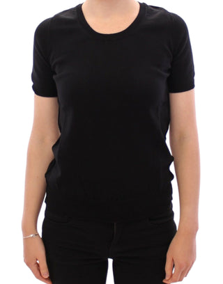 Dolce &amp; Gabbana Elegant Black Cotton Crew-neck Tee