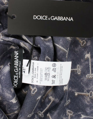 Dolce &amp; Gabbana Enchanted Sicily Silk Blouse with Gold Keys Print