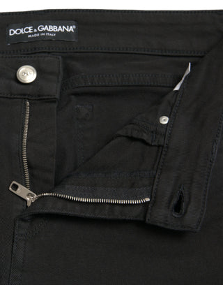 Dolce & Gabbana Black Cotton Mid Waist Skinny Denim Jeans