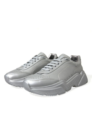 Dolce &amp; Gabbana Elegant Silver Calfskin Leather Sneakers