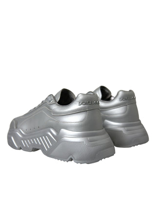 Dolce &amp; Gabbana Elegant Silver Calfskin Leather Sneakers