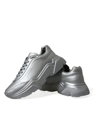 Dolce &amp; Gabbana Elegant Silver Calfskin Leather Sneakers