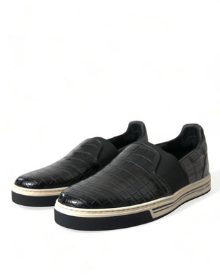 Dolce &amp; Gabbana Elegant Crocodile Leather Low-Top Sneakers