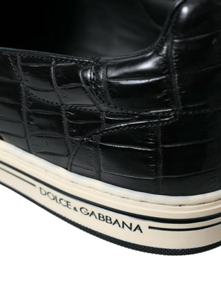 Dolce &amp; Gabbana Elegant Crocodile Leather Low-Top Sneakers