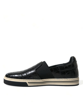 Dolce &amp; Gabbana Elegant Crocodile Leather Low-Top Sneakers