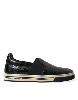 Dolce &amp; Gabbana Elegant Crocodile Leather Low-Top Sneakers