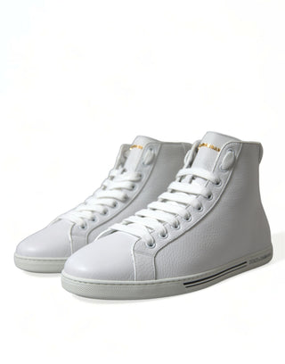 Dolce &amp; Gabbana Elegant White Leather High Top Sneakers