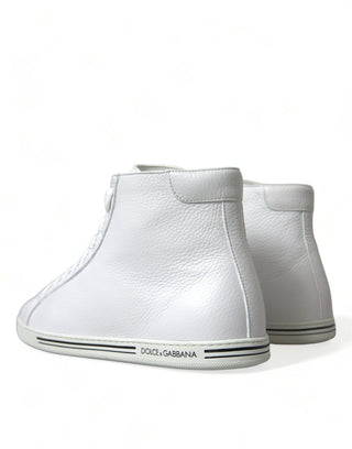 Dolce &amp; Gabbana Elegant White Leather High Top Sneakers