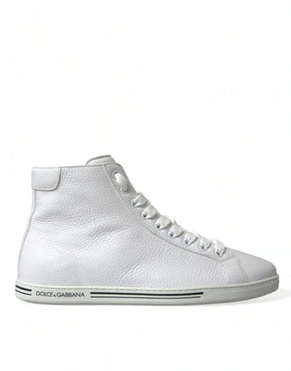 Dolce &amp; Gabbana Elegant White Leather High Top Sneakers