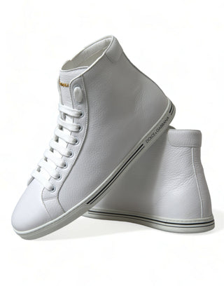 Dolce &amp; Gabbana Elegant White Leather High Top Sneakers