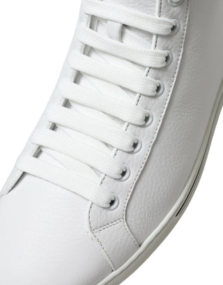 Dolce &amp; Gabbana Elegant White Leather High Top Sneakers