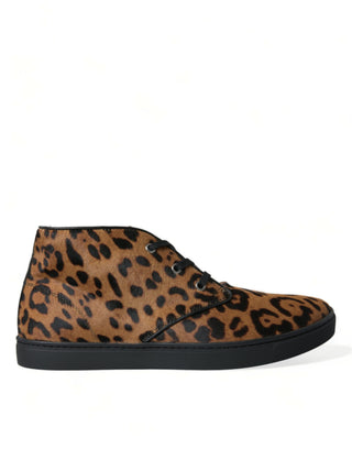 Dolce &amp; Gabbana Elegant Leopard Print Mid-Top Sneakers