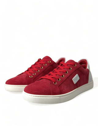 Dolce &amp; Gabbana Elegant Red &amp; White Low Top Sneakers