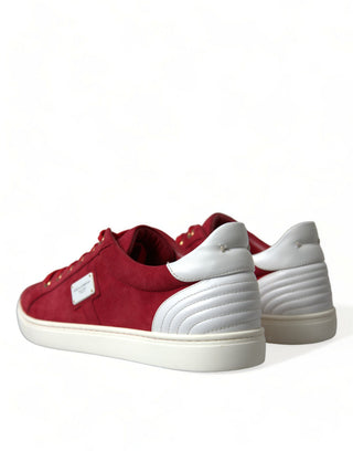 Dolce &amp; Gabbana Elegant Red &amp; White Low Top Sneakers