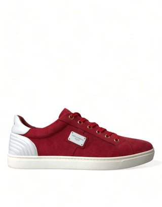 Dolce &amp; Gabbana Elegant Red &amp; White Low Top Sneakers