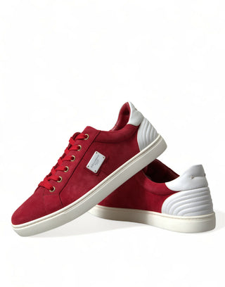 Dolce &amp; Gabbana Elegant Red &amp; White Low Top Sneakers