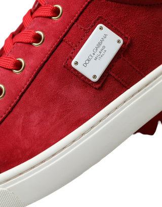 Dolce &amp; Gabbana Elegant Red &amp; White Low Top Sneakers