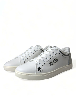 Dolce &amp; Gabbana Elegant White Calfskin Leather Sneakers