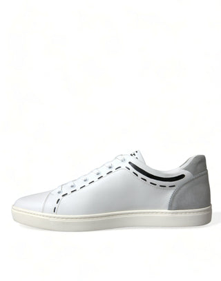 Dolce &amp; Gabbana Elegant White Calfskin Leather Sneakers