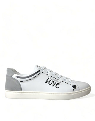 Dolce &amp; Gabbana Elegant White Calfskin Leather Sneakers