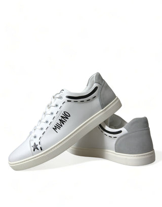 Dolce &amp; Gabbana Elegant White Calfskin Leather Sneakers