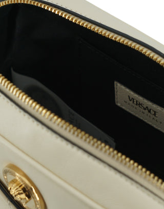 Versace Elegant White Lamb Leather Camera Bag