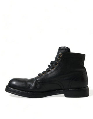 Dolce &amp; Gabbana Elegant Black Horse Leather Ankle Boots