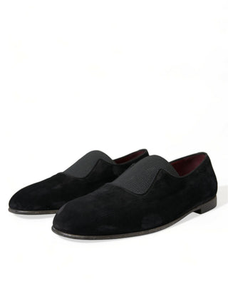 Dolce & Gabbana Elegant Black Velor Loafers for the Discerning Gentleman