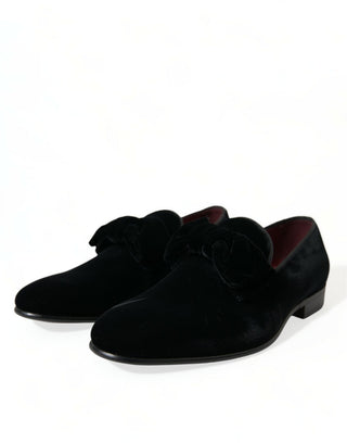 Dolce &amp; Gabbana Elegant Black Velvet Loafers - Men's Luxury Footwear