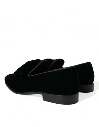 Dolce &amp; Gabbana Elegant Black Velvet Loafers - Men's Luxury Footwear