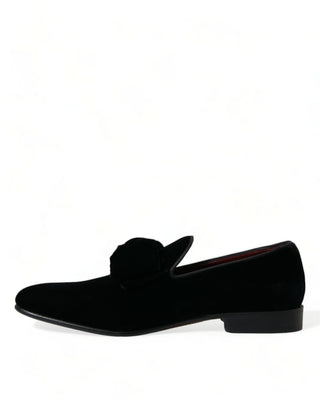 Dolce &amp; Gabbana Elegant Black Velvet Loafers - Men's Luxury Footwear