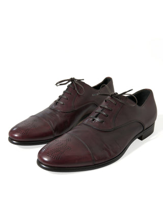 Dolce & Gabbana Elegant Burgundy Leather Derby Shoes