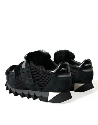 Dolce &amp; Gabbana Elegant Fur-Embellished Suede Sneakers