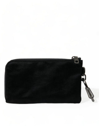 Dolce &amp; Gabbana Elite Black Nylon &amp; Leather Pouch with Logo Detail