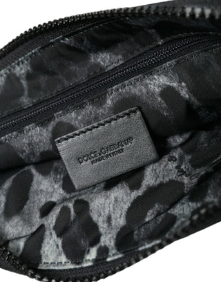 Dolce &amp; Gabbana Elite Black Nylon &amp; Leather Pouch with Logo Detail