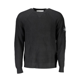 Calvin Klein Elegant Black Wool Sweater - Long Sleeve Crew Neck