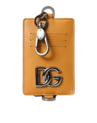 Dolce &amp; Gabbana Elegant Orange Calf Leather Card Holder