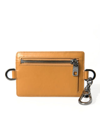 Dolce &amp; Gabbana Elegant Orange Calf Leather Card Holder